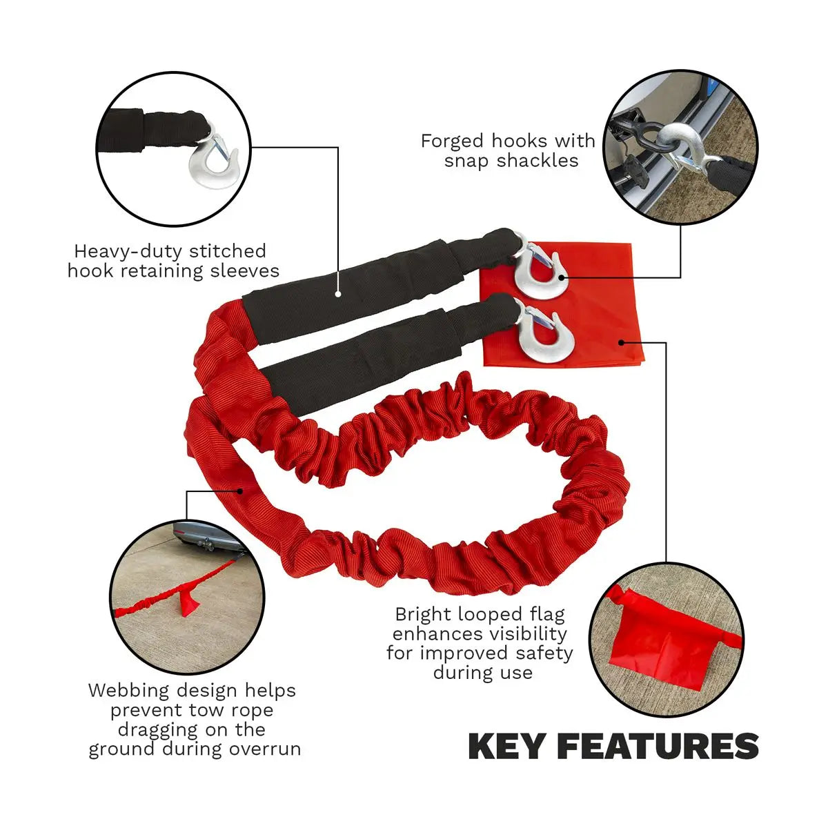 Sealey Tow Rope 5000kg Rolling Load Capacity  White Rose Tools