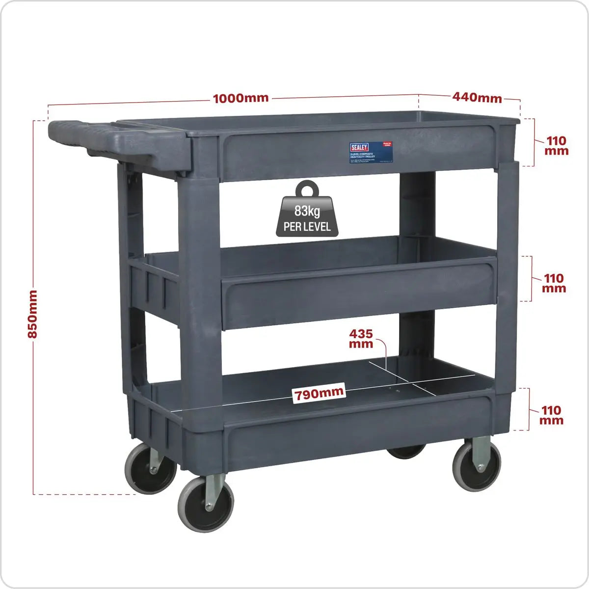 Sealey Trolley 3-Level Composite Heavy-Duty 