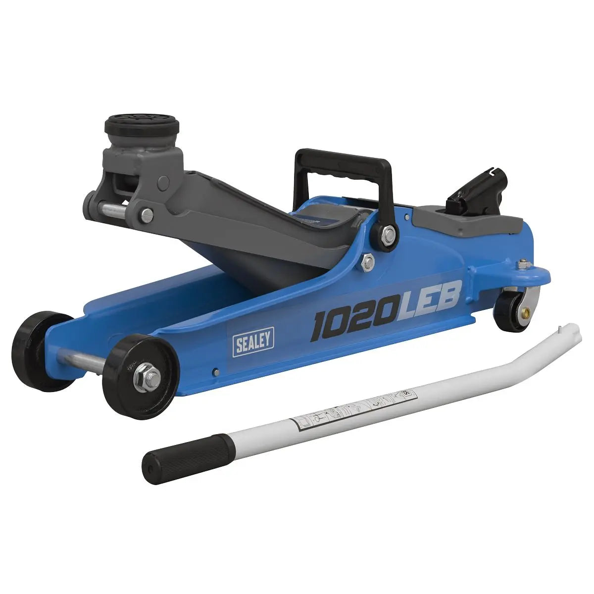 Sealey Trolley Jack 2tonne Low Entry Short Chassis - Blue  White Rose Tools