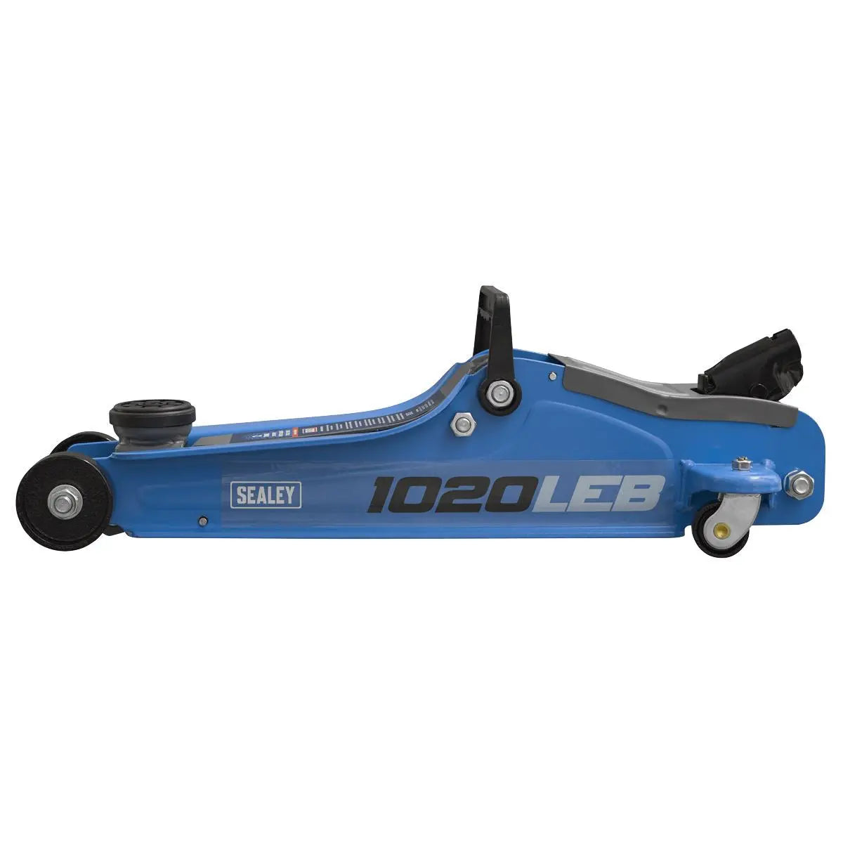 Sealey Trolley Jack 2tonne Low Entry Short Chassis - Blue  White Rose Tools