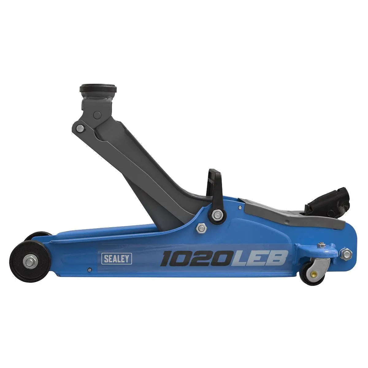 Sealey Trolley Jack 2tonne Low Entry Short Chassis - Blue  White Rose Tools