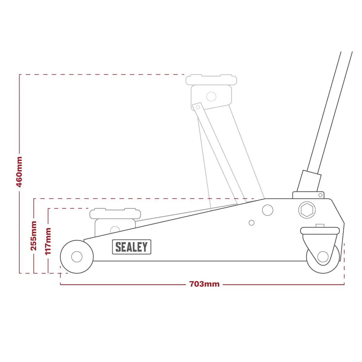 Sealey Trolley Jack with Foot Pedal 3 Tonne 