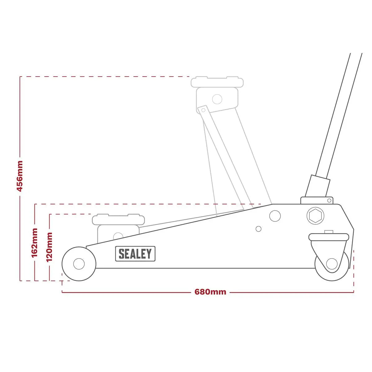 Sealey Trolley Jack with Super Rocket Lift 3 Tonne & Axle Stands (Pair) 3 Tonne Capacity per Stand - Green 