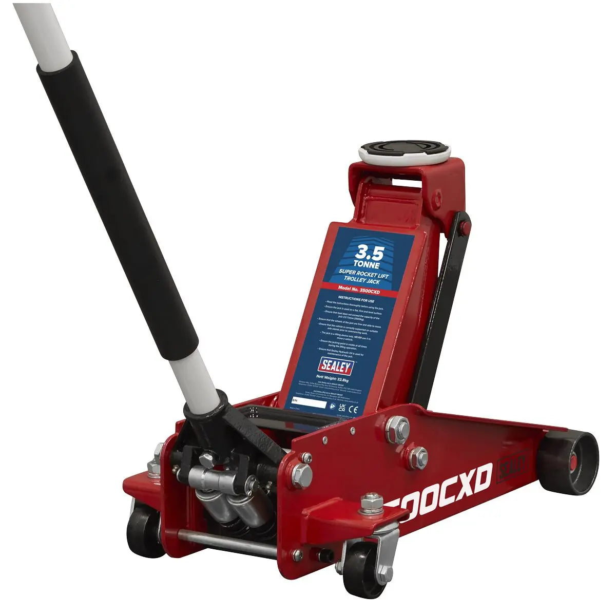 Sealey Trolley Jack with Super Rocket Lift 3.5 Tonne  White Rose Tools