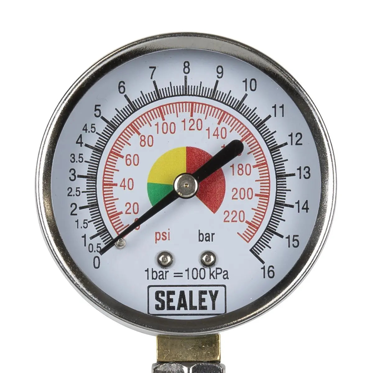 Sealey Twin Connector Tyre Pressure Gauge 0-220psi 