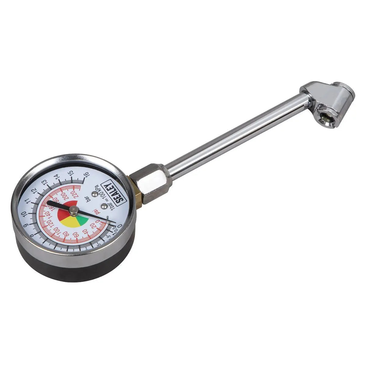 Sealey Twin Connector Tyre Pressure Gauge 0-220psi 