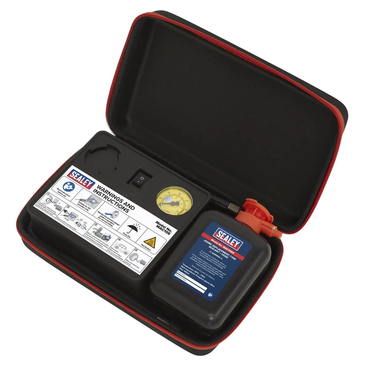 Sealey Tyre Inflator 12V & Emergency Puncture Sealant Kit 