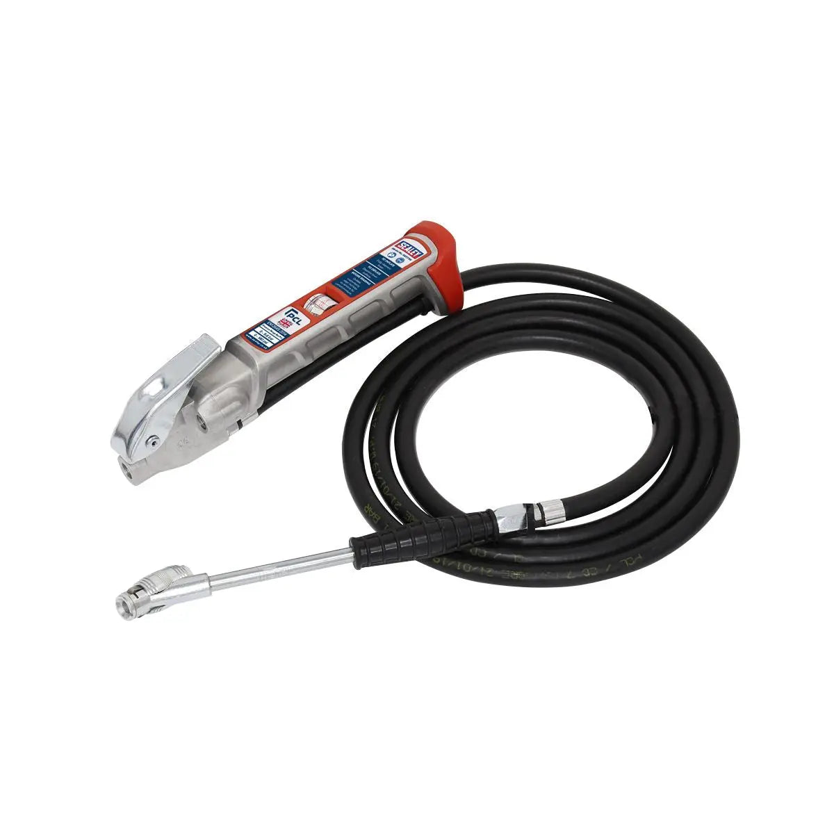 Sealey Tyre Inflator 2.5m Hose with Twin Clip-On Connector 