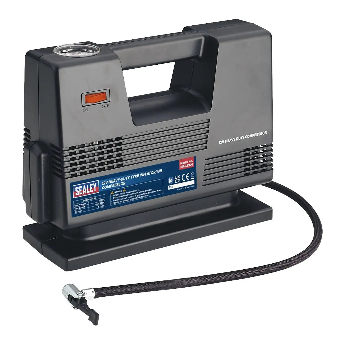 Sealey Tyre Inflator/Air Compressor 12V Heavy-Duty 