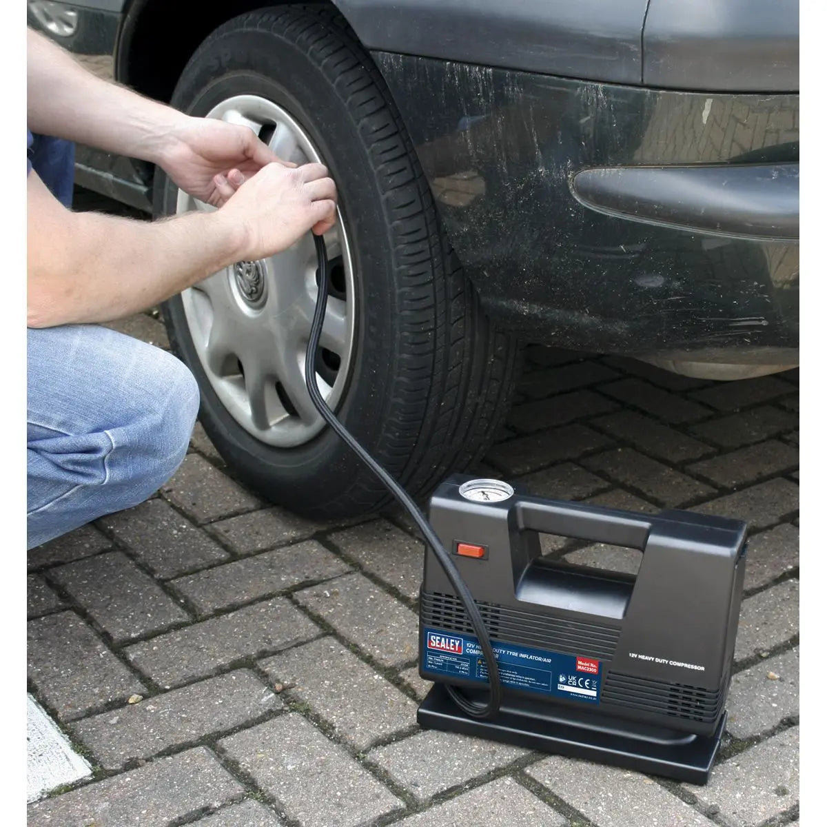 Sealey Tyre Inflator/Air Compressor 12V Heavy-Duty 