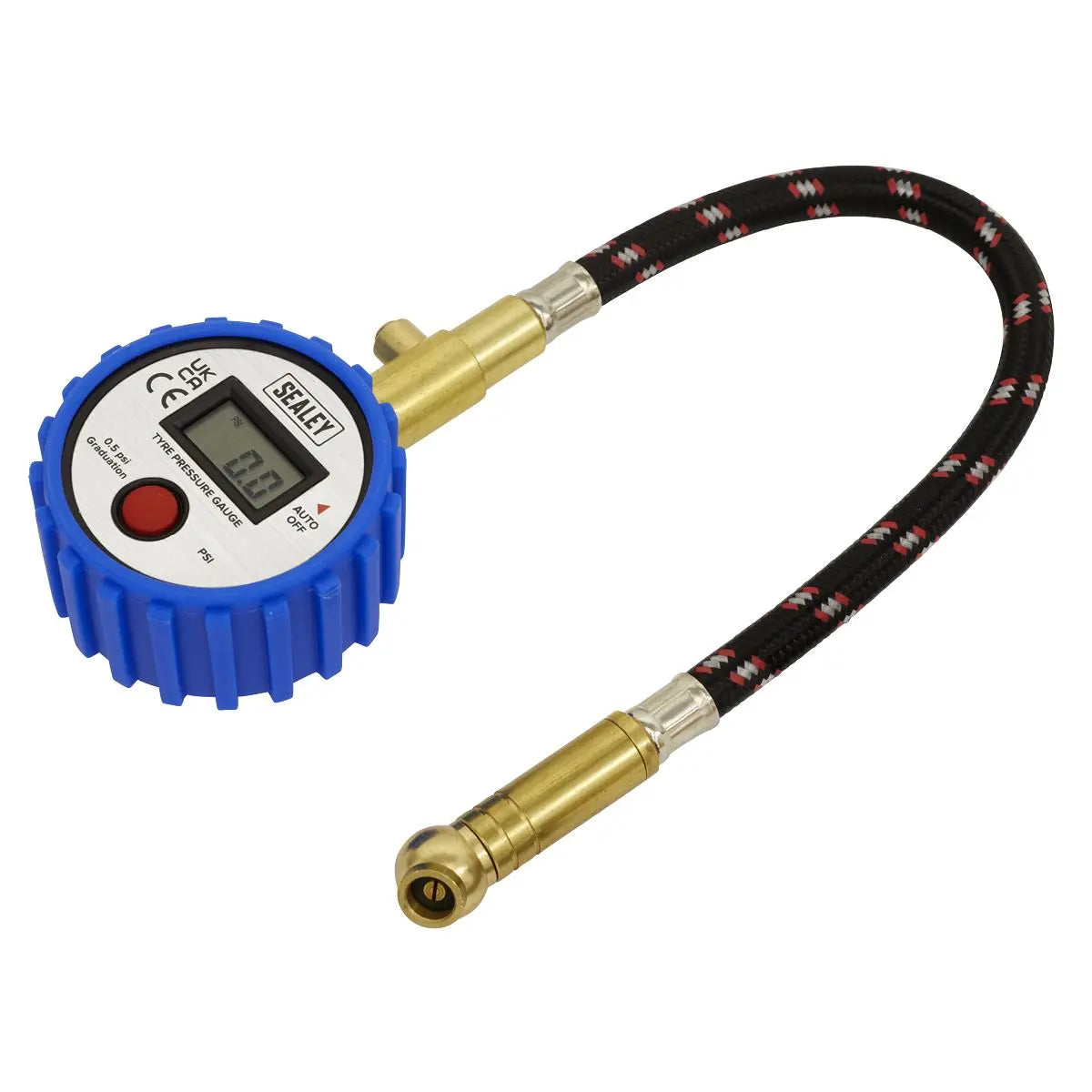 Sealey Tyre Pressure Gauge Digital with Leader Hose & Quick Release 0-100psi 