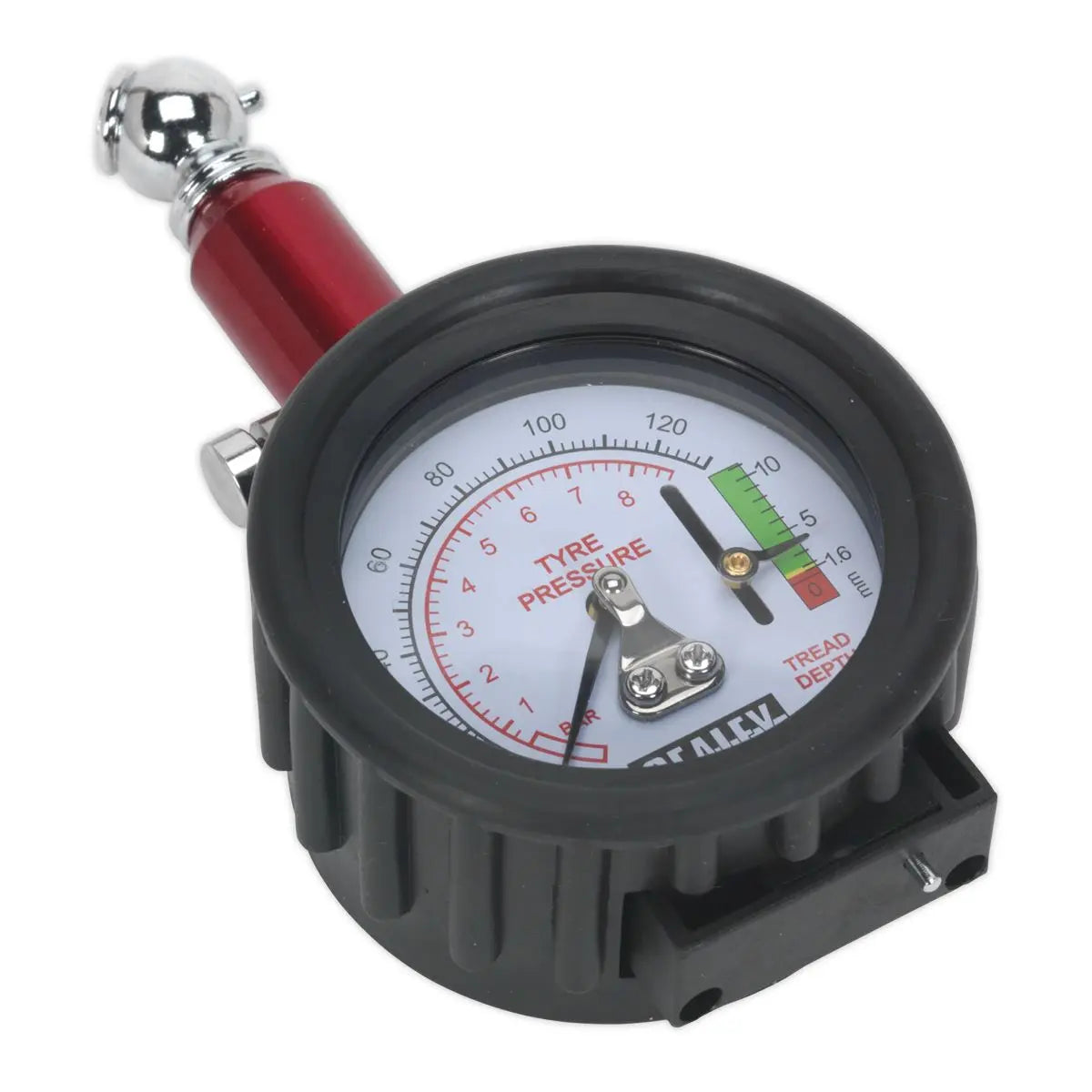 Sealey Tyre Pressure Gauge with Tyre Tread Depth Gauge 0-8bar(0-120psi) 