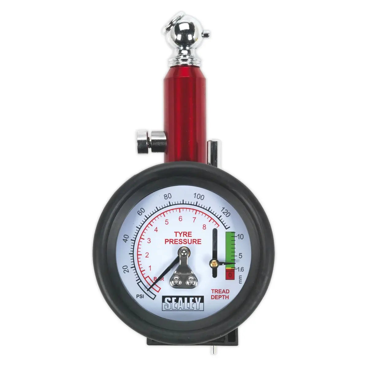 Sealey Tyre Pressure Gauge with Tyre Tread Depth Gauge 0-8bar(0-120psi) 