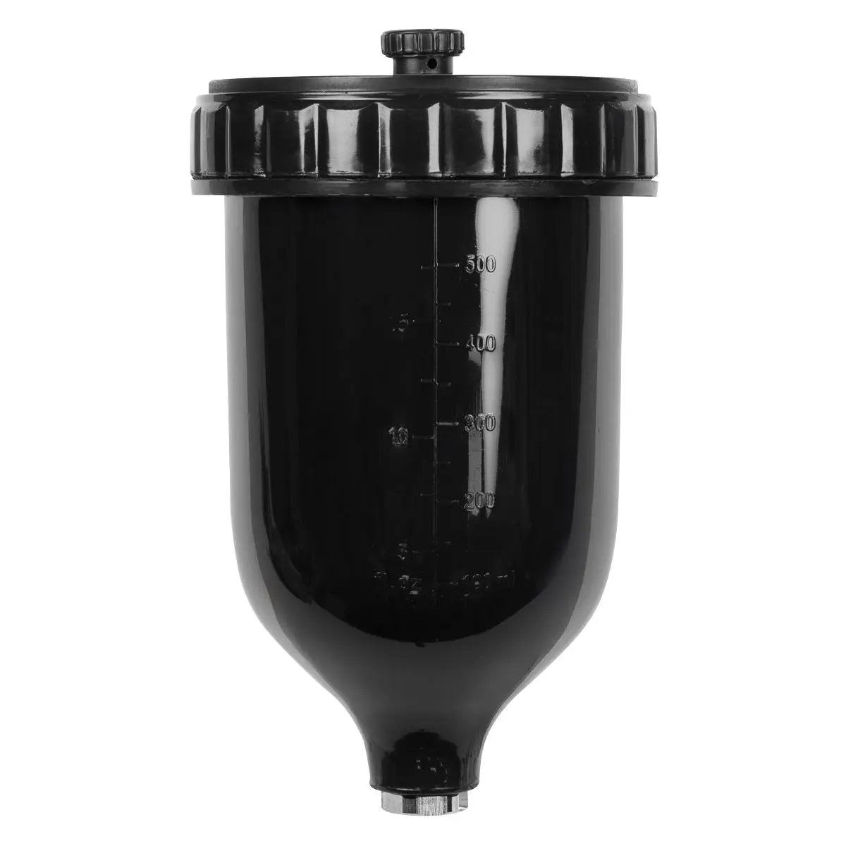 Sealey UV Paint Spray Gun Pot with Brass Fitting 600ml - Black  White Rose Tools