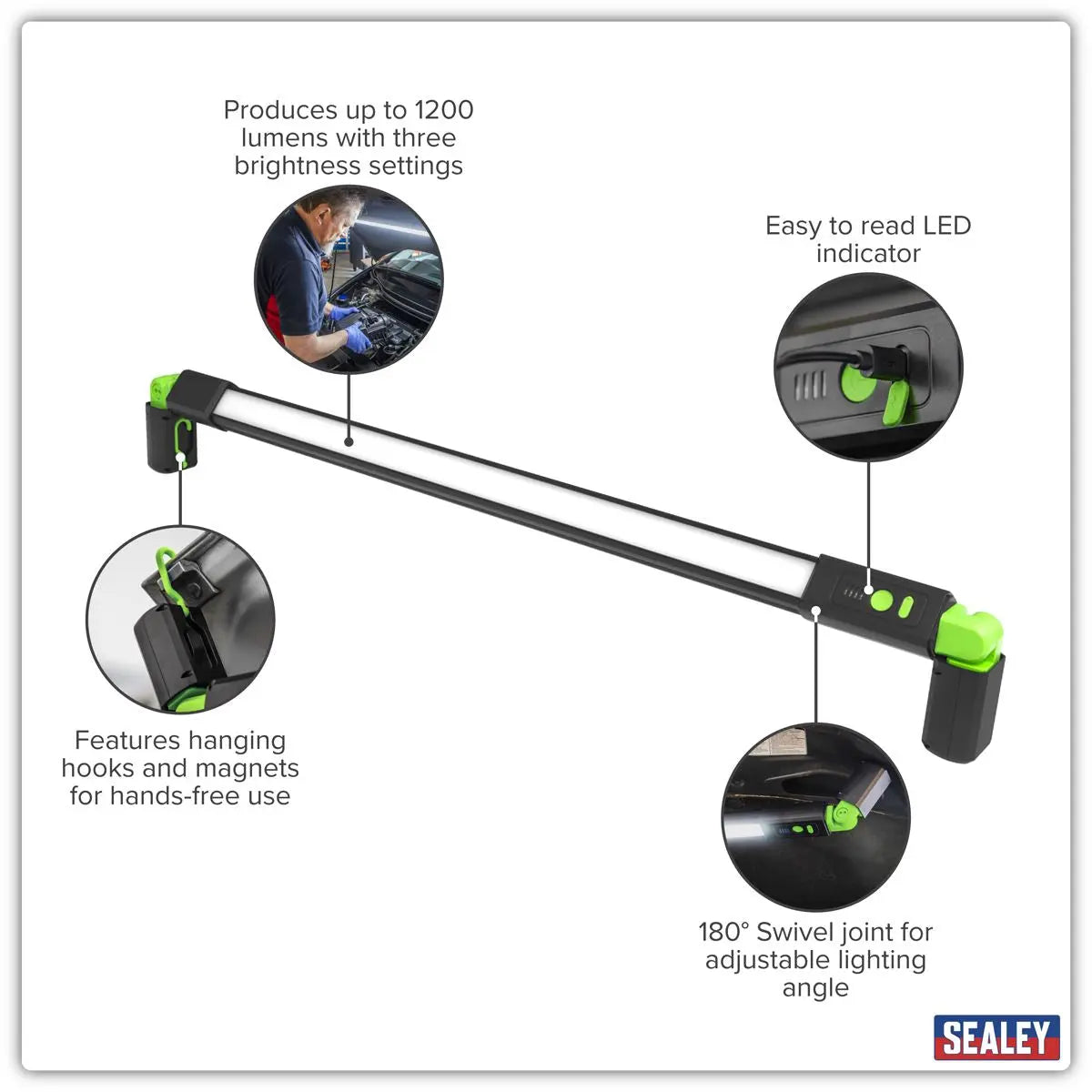 Sealey Under-Bonnet Rechargeable Light 13W SMD LED  White Rose Tools