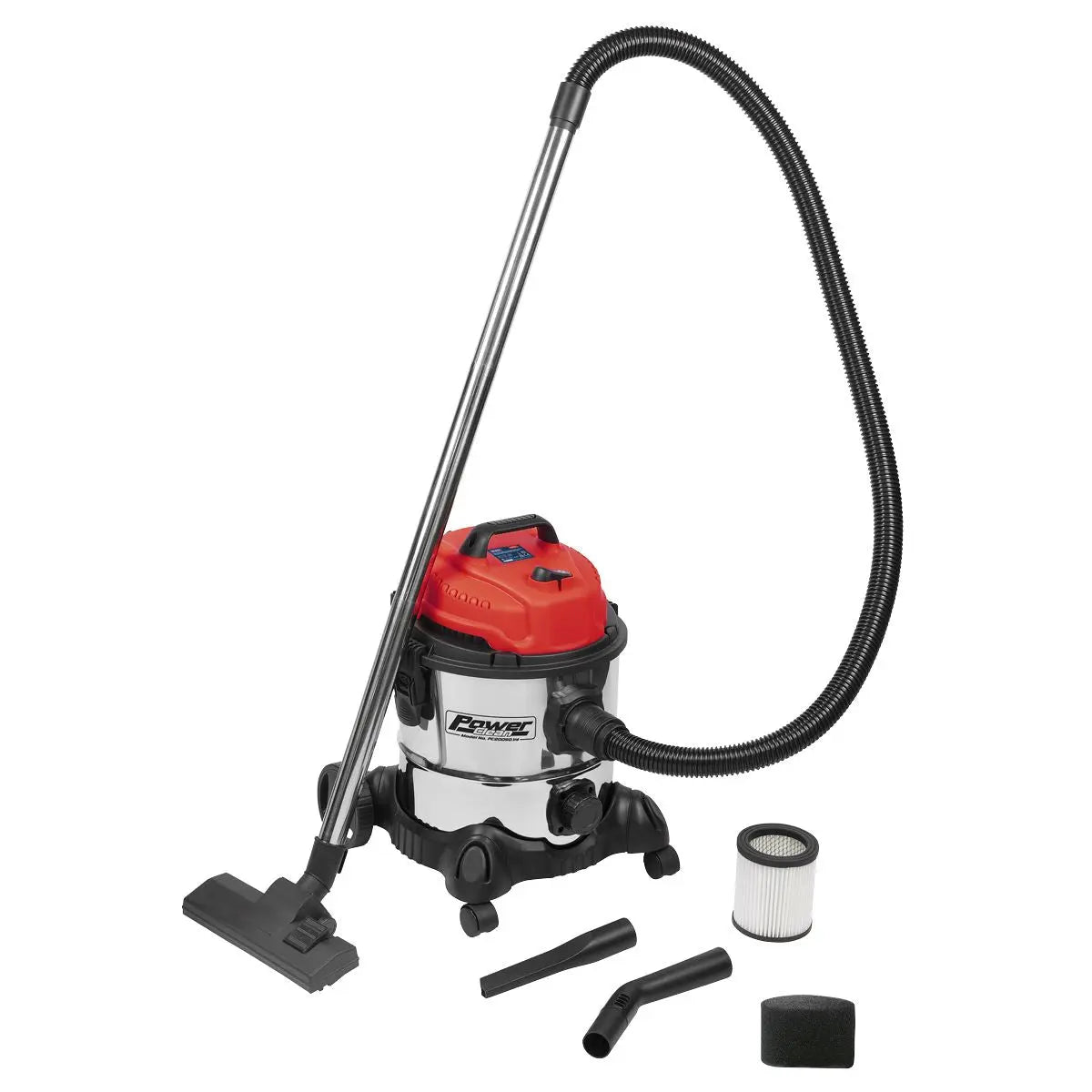 Sealey Vacuum Cleaner Industrial Wet & Dry 20L 1250W/230V Stainless Drum  White Rose Tools