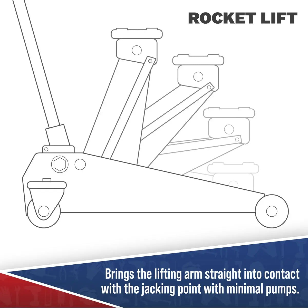 Sealey Viking 2 Tonne Low Entry Long Reach Trolley Jack with Rocket