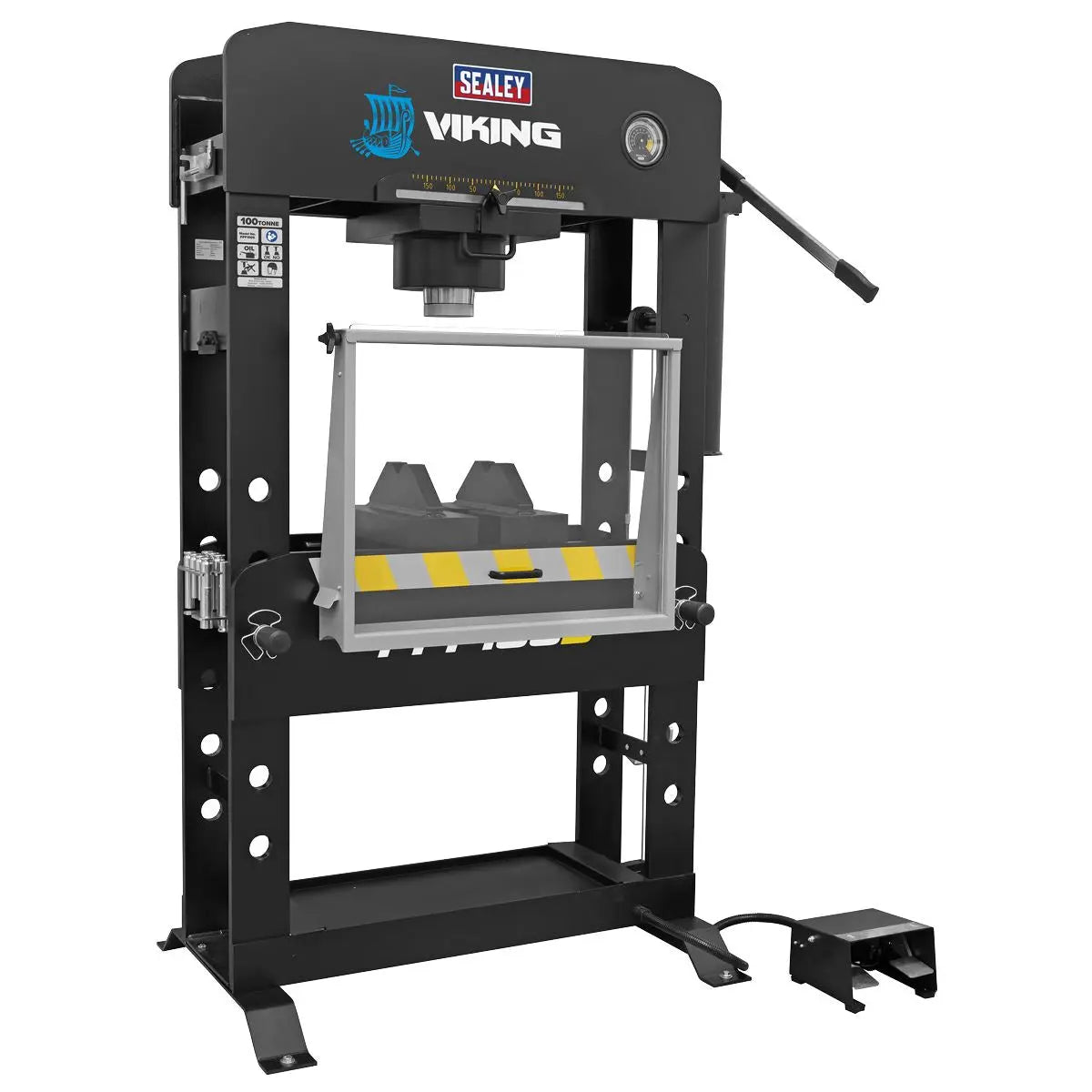 Sealey Viking Floor Type Air/Hydraulic Press with Sliding Ram & Foot Pedal 100 Tonne 