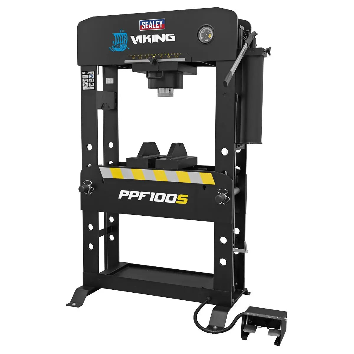 Sealey Viking Floor Type Air/Hydraulic Press with Sliding Ram & Foot Pedal 100 Tonne 