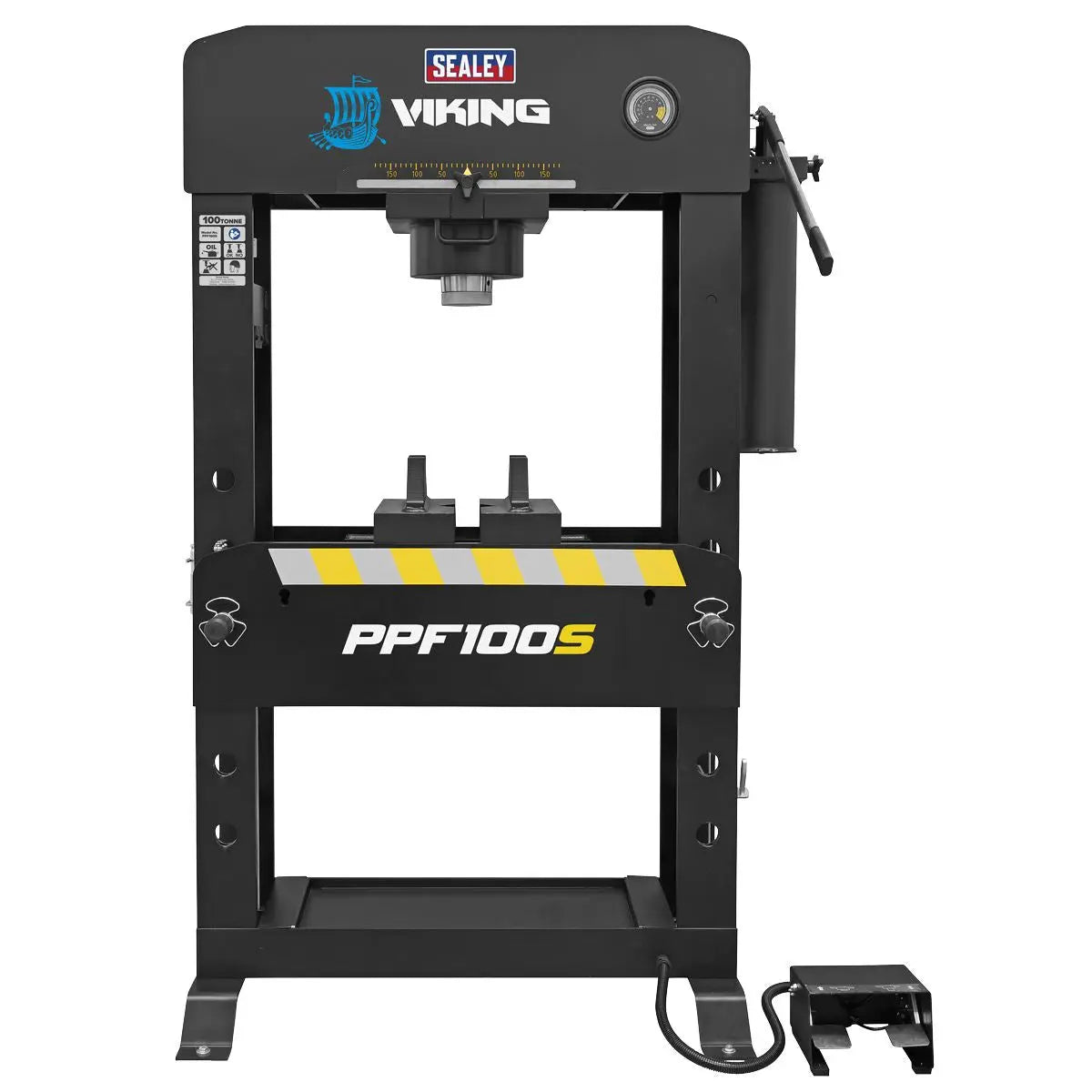 Sealey Viking Floor Type Air/Hydraulic Press with Sliding Ram & Foot Pedal 100 Tonne 