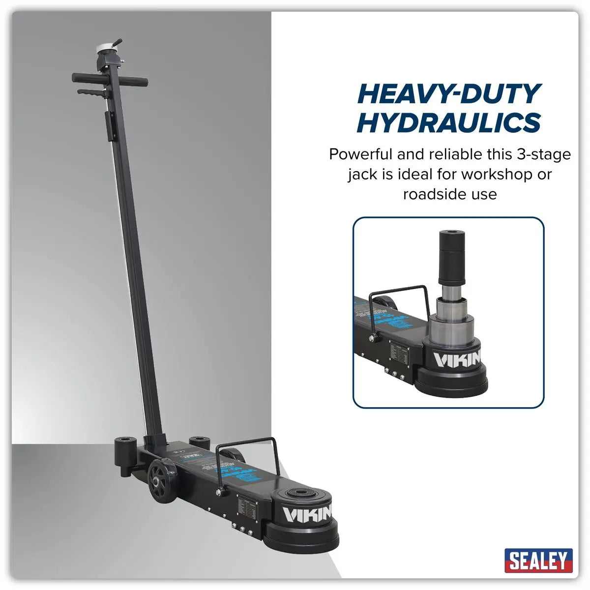 Sealey Viking Long Reach/Low Profile Air Operated Telescopic Jack 10-40 Tonne  White Rose Tools