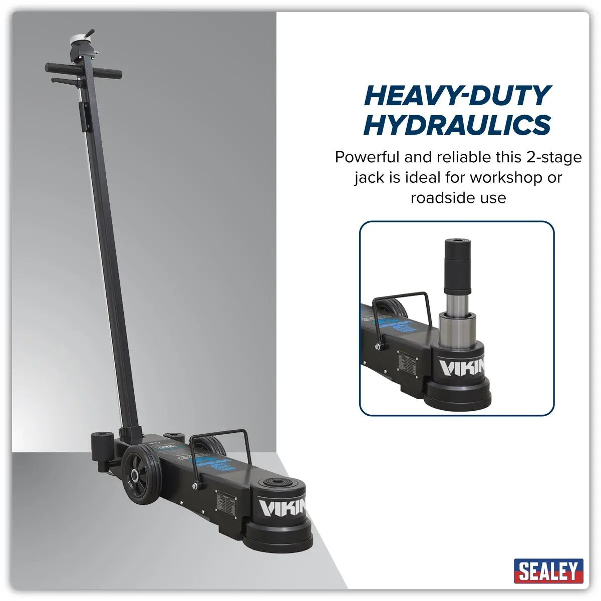 Sealey Viking Long Reach/Low Profile Air Operated Telescopic Jack 15-30 Tonne  White Rose Tools