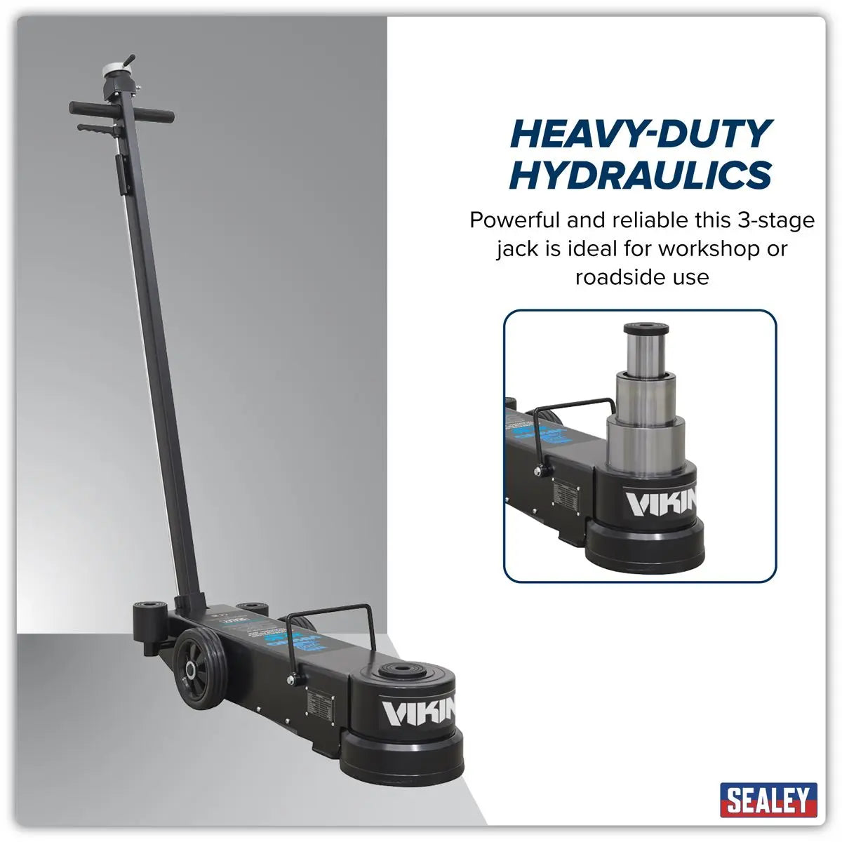 Sealey Viking Long Reach/Low Profile Air Operated Telescopic Jack 20-60 Tonne  White Rose Tools
