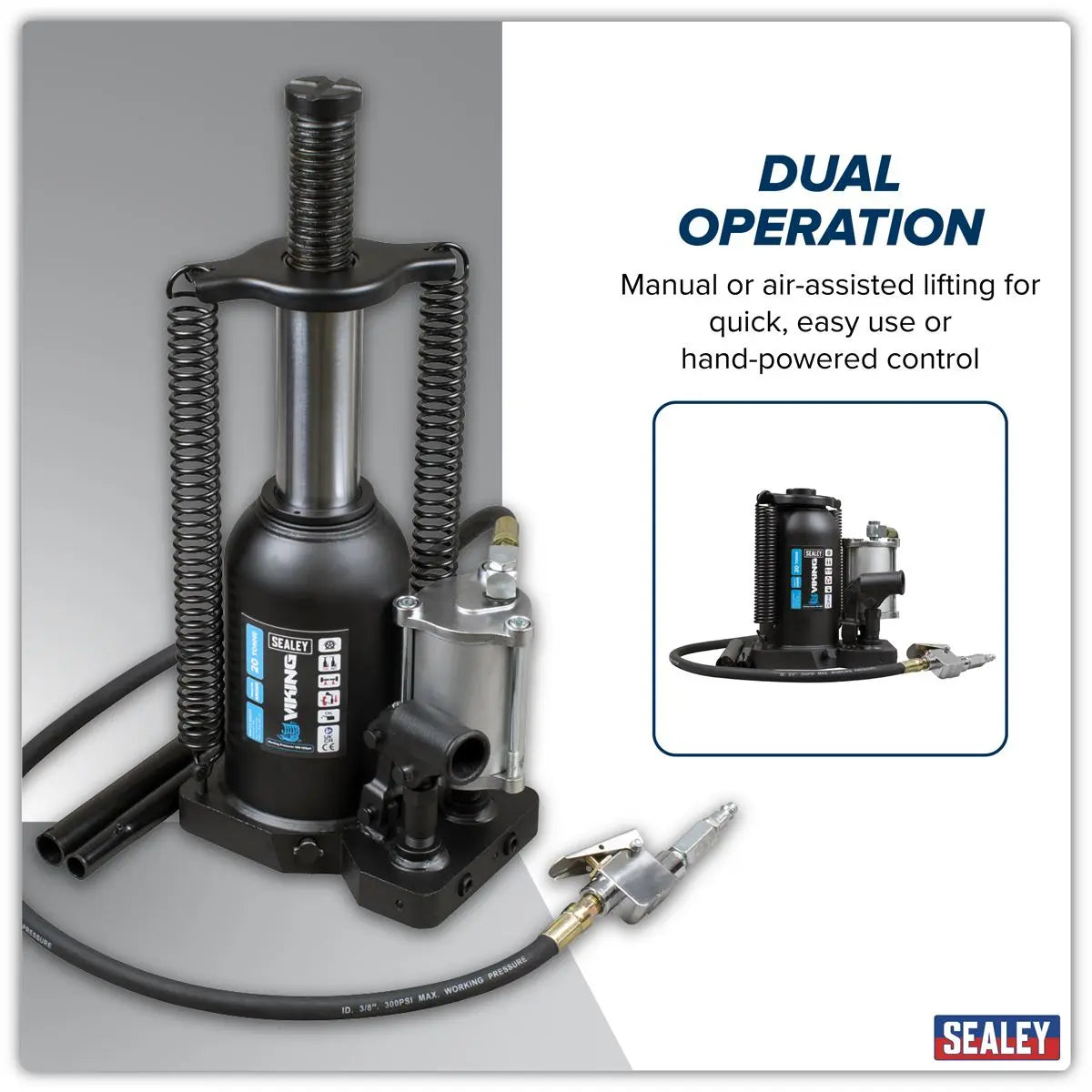 Sealey Viking Manual/Air Hydraulic Bottle Jack 20 Tonne  White Rose Tools