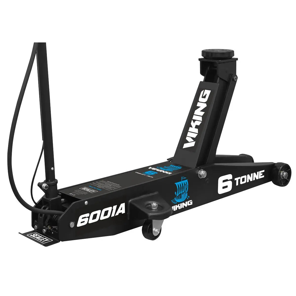 Sealey Viking Professional Long Reach Air/Manual Operation Trolley Jack with Rocket Lift 6 Tonne  White Rose Tools