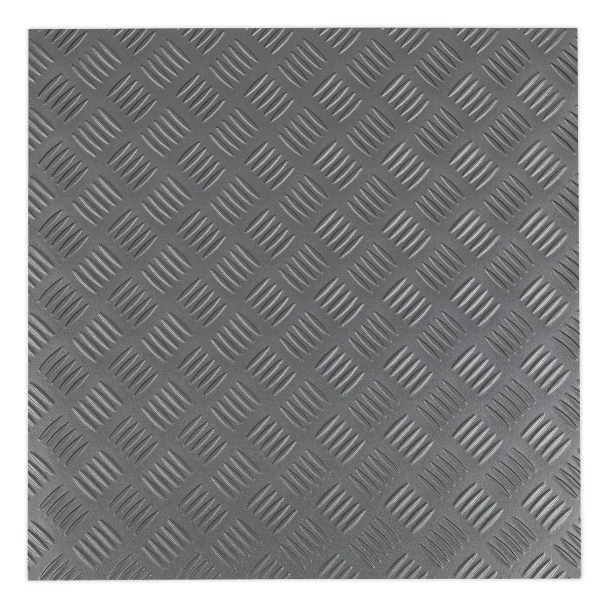 Sealey Vinyl Floor Tile with Peel & Stick Backing - Silver Treadplate Pack of 16 