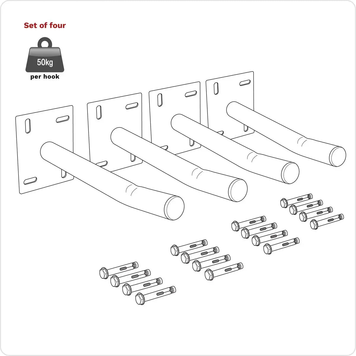 Sealey Wall Mountable Storage Hooks - Set of 4 