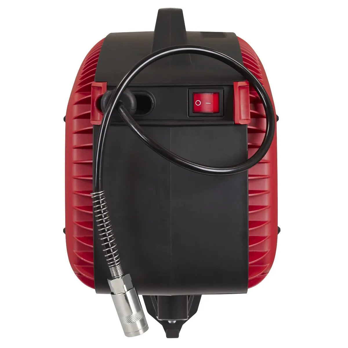 Sealey Wall Mounting Oil Free Air Compressor 1.5hp with 7m Retractable Hose Reel  White Rose Tools