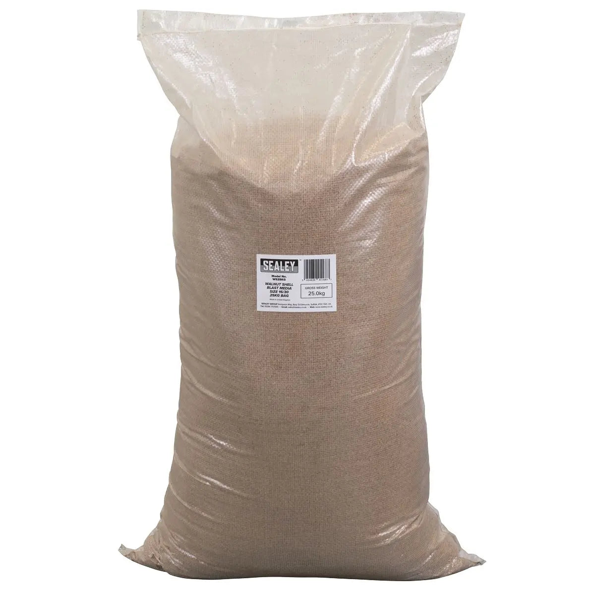 Sealey Walnut Shell Blast Media - Size 16/30 - 25kg Bag  White Rose Tools