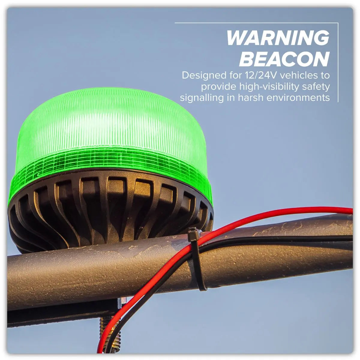 Sealey Warning Beacon SMD LED 12/24V 12mm Bolt Fixing - Green  White Rose Tools
