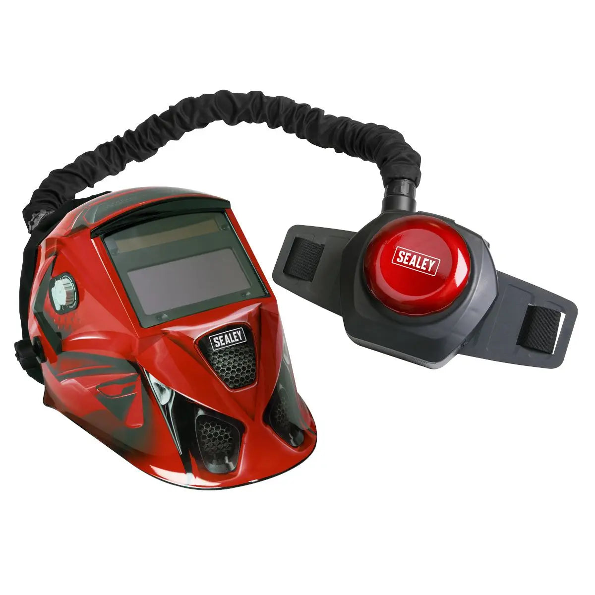Sealey Welding Helmet with TH2 Powered Air Purifying Respirator (PAPR) Auto Darkening  White Rose Tools