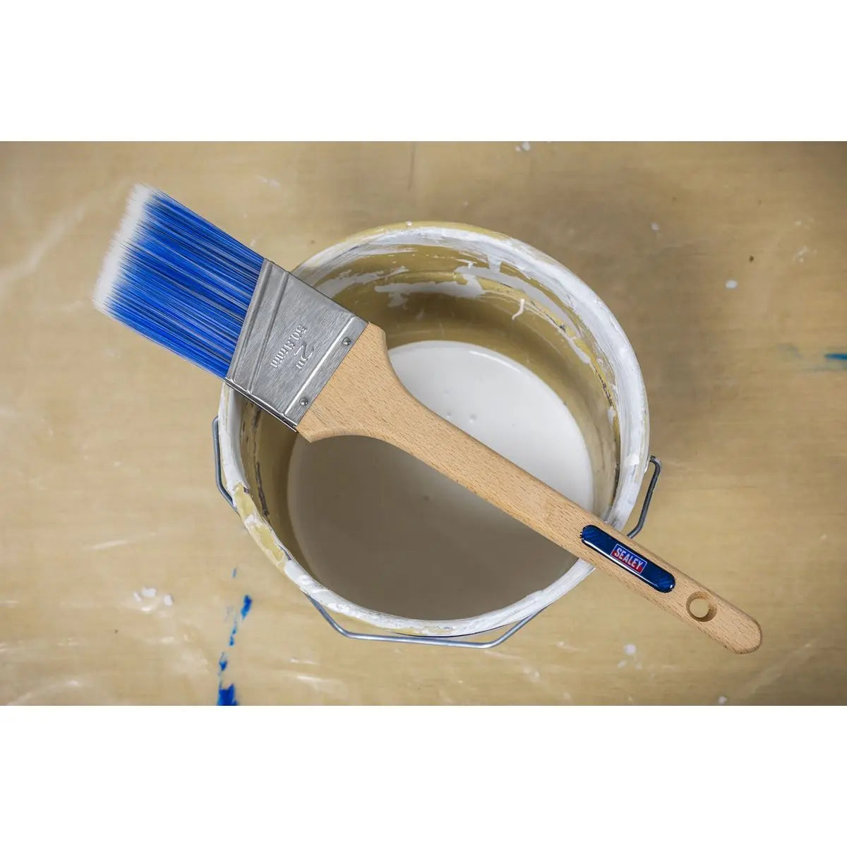 Sealey Wooden Handle Cutting-In Paint Brush 50mm  White Rose Tools