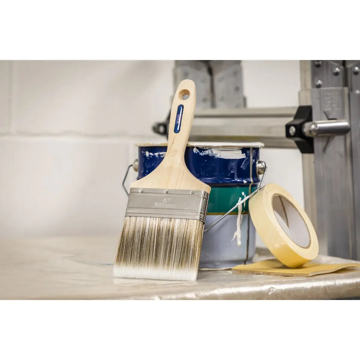 Sealey Wooden Handle Paint Brush 100mm  White Rose Tools