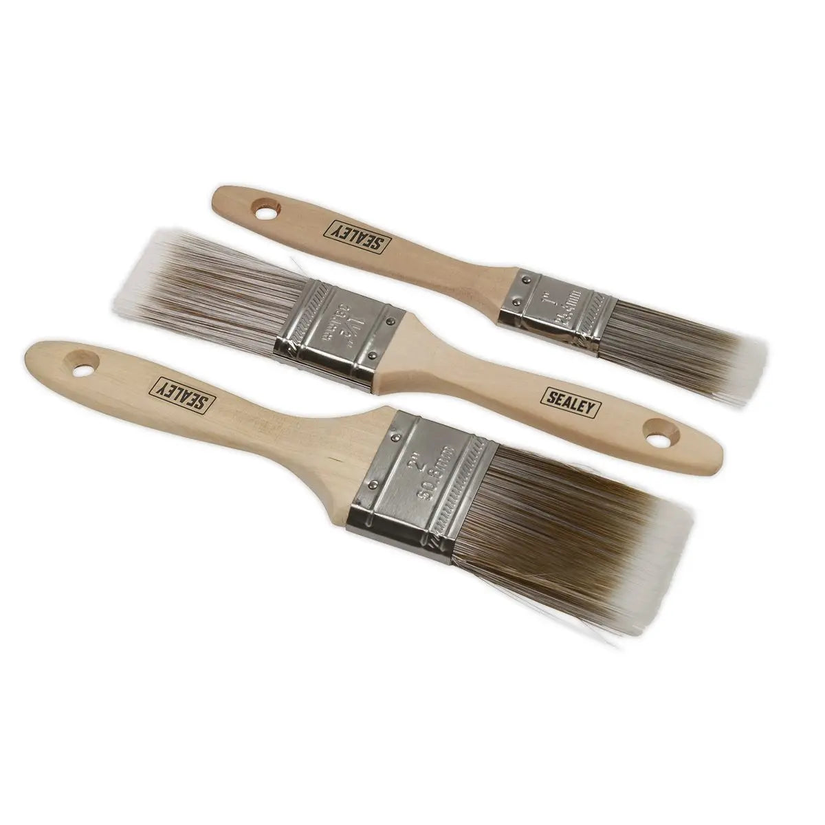 Sealey Wooden Handle Paint Brush Set 3pc 
