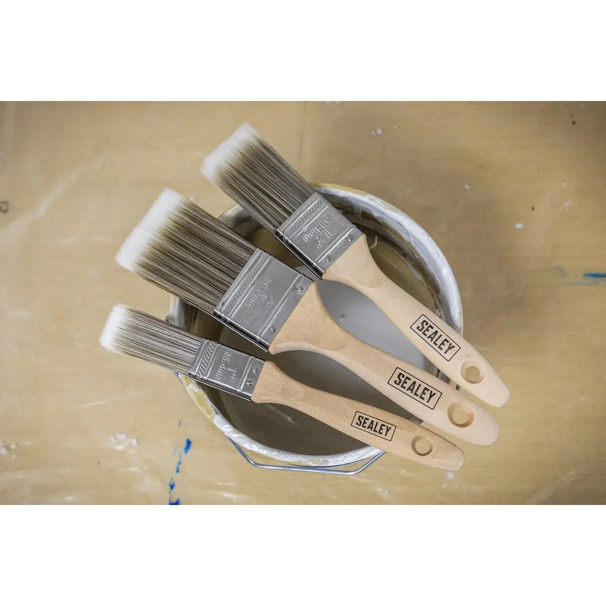 Sealey Wooden Handle Paint Brush Set 3pc 