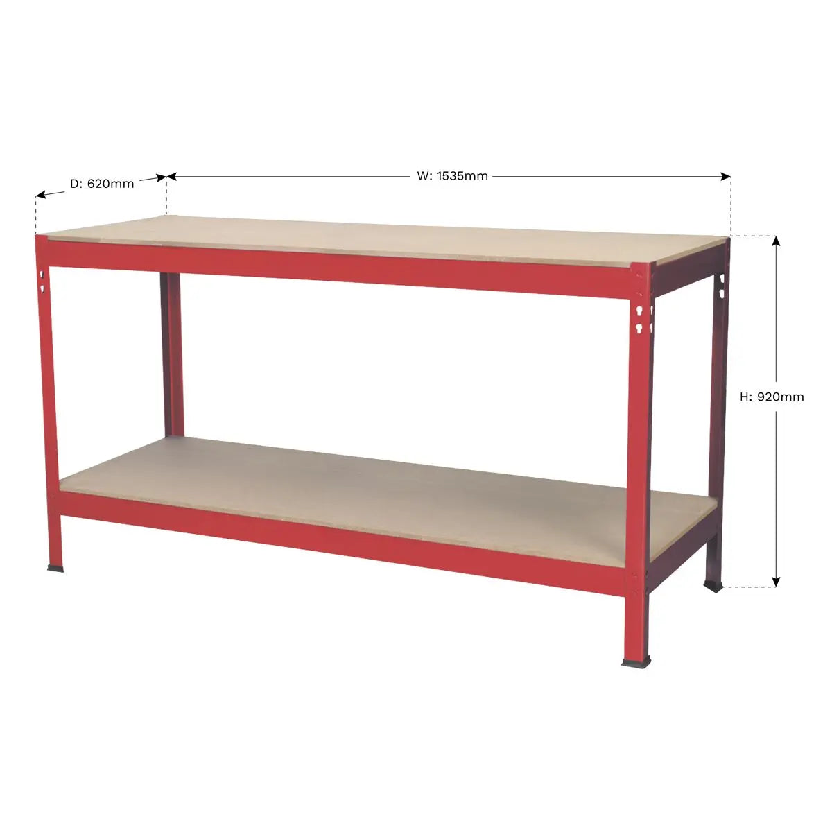 Sealey Workbench 1.53m Steel Wooden Top 