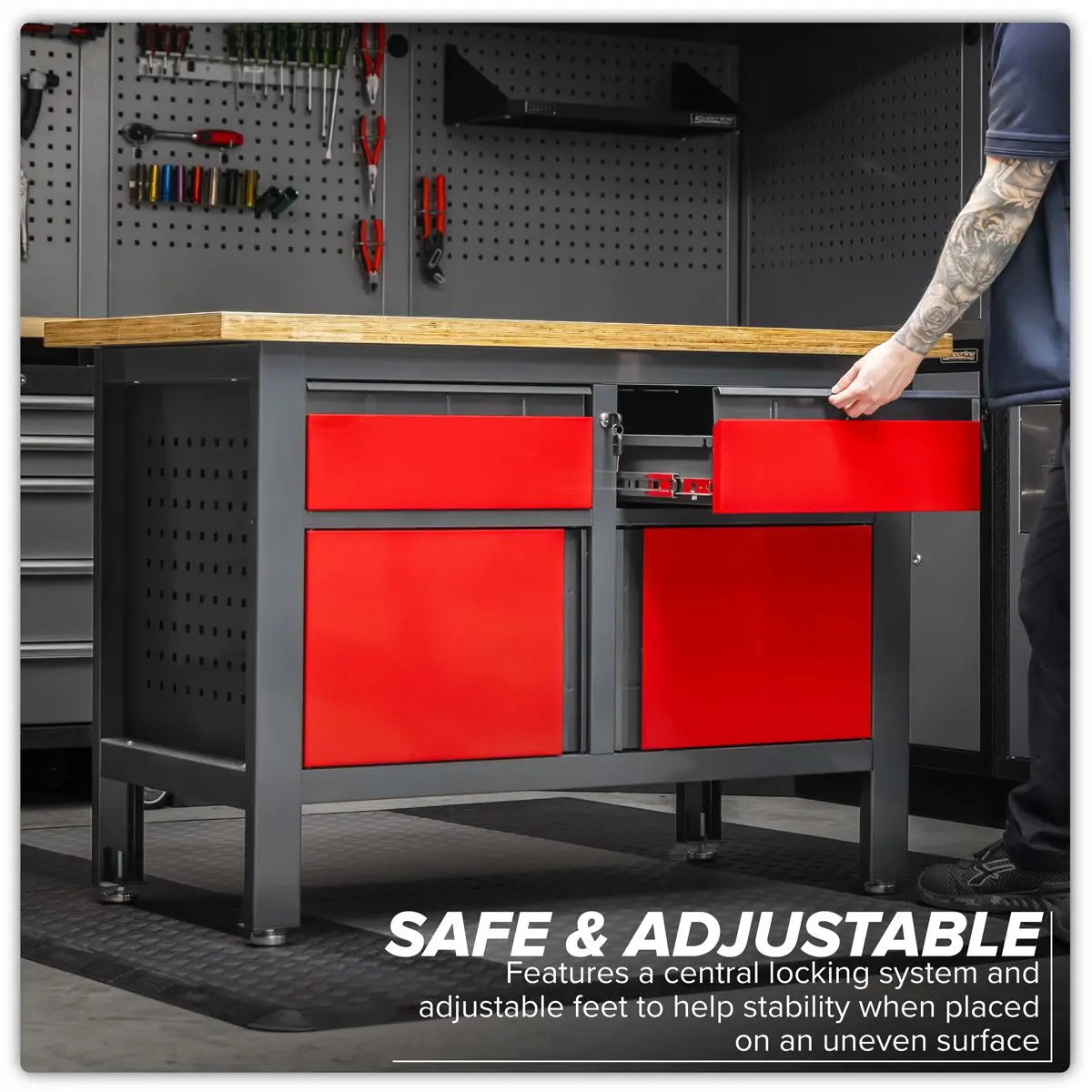 Sealey Workbench with 2 Drawers & 2 Cupboards  White Rose Tools