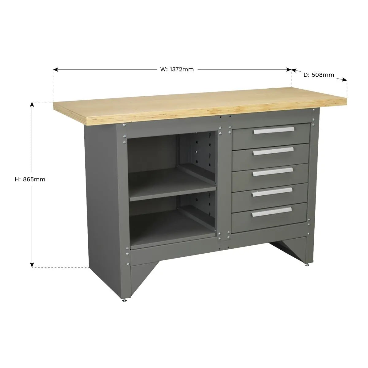 Sealey Workbench with 5 Drawers Ball-Bearing Slides Heavy-Duty 