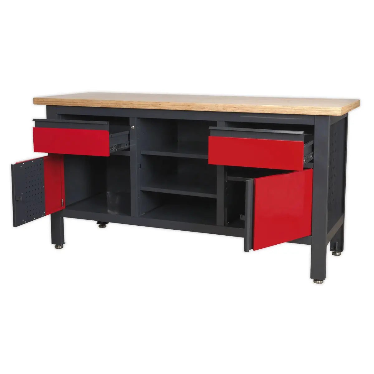 Sealey Workstation with 2 Drawers, 2 Cupboards & Open Storage 