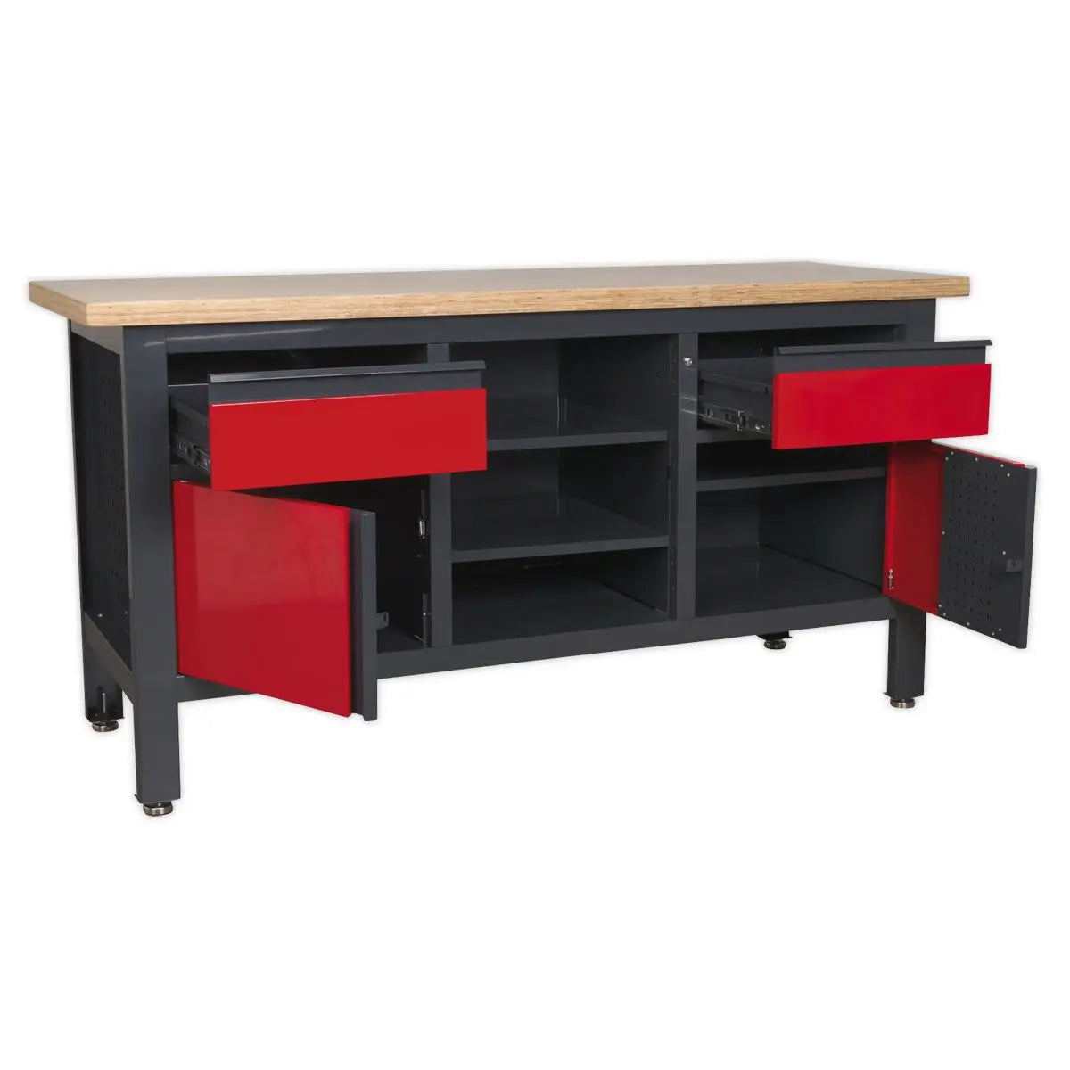 Sealey Workstation with 2 Drawers, 2 Cupboards & Open Storage 