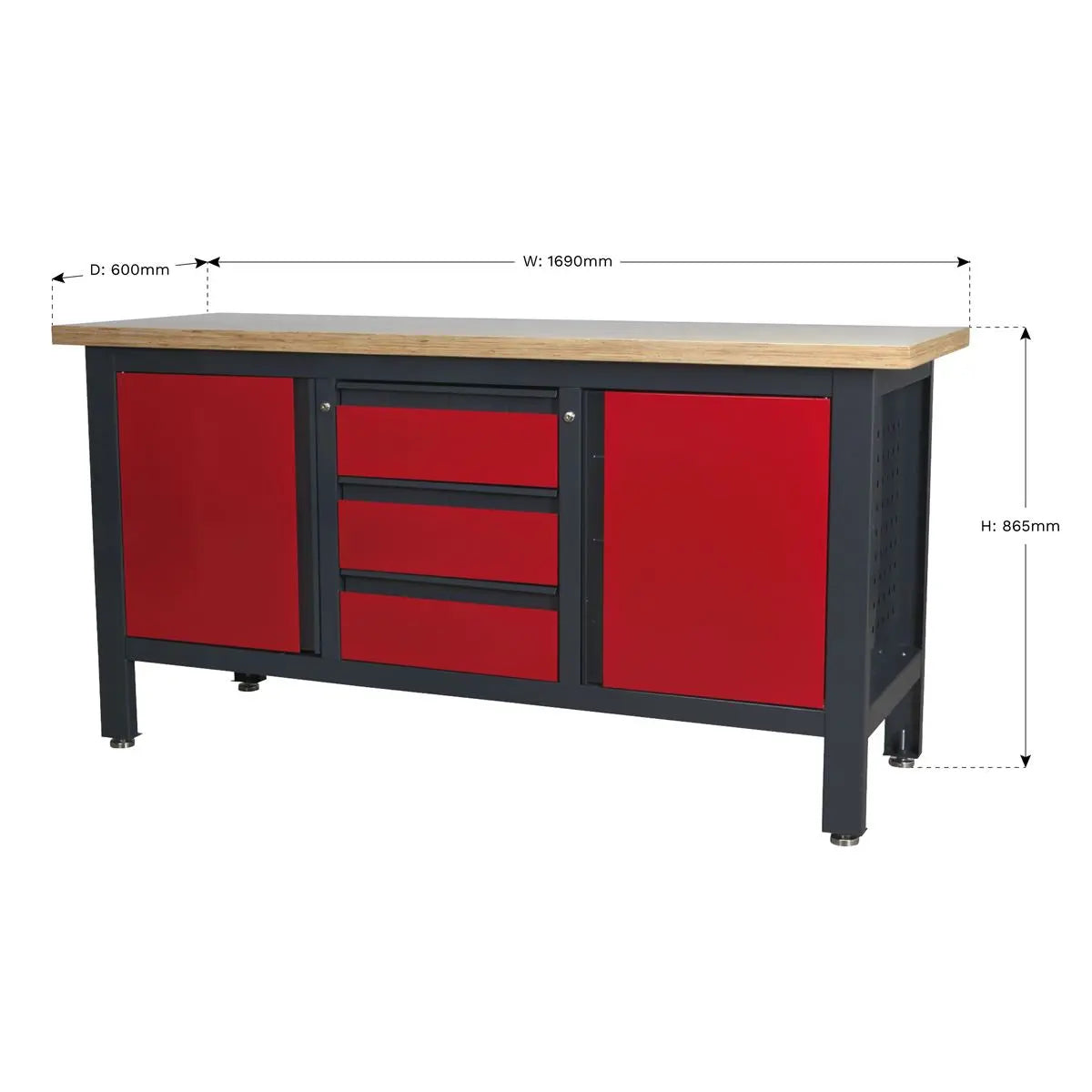 Sealey Workstation with 3 Drawers & 2 Cupboards 