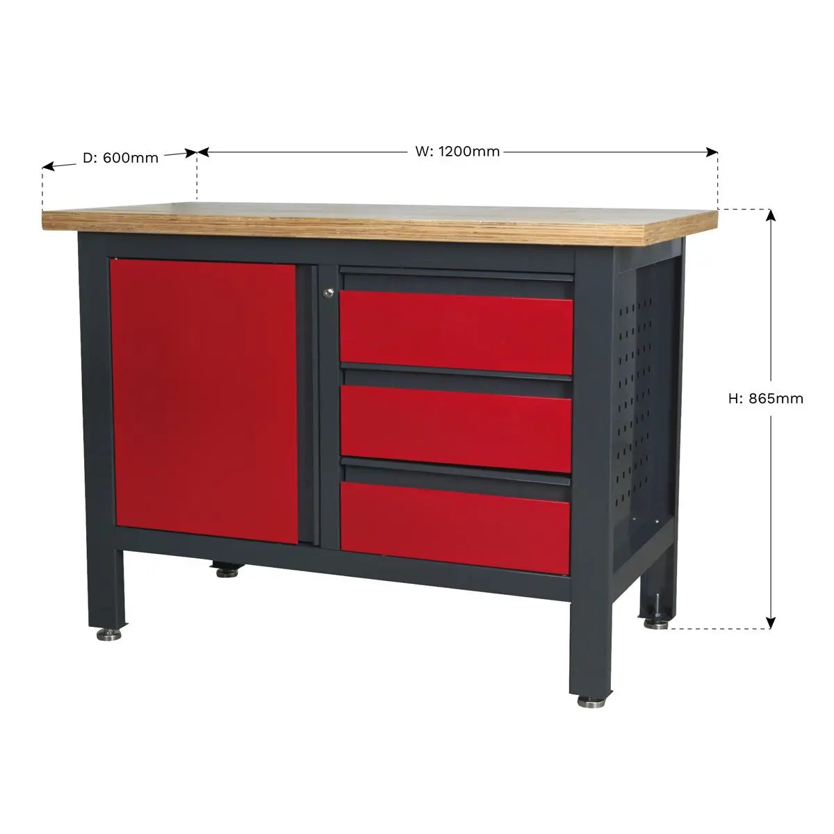 Sealey Workstation with 3 Drawers & Cupboard 