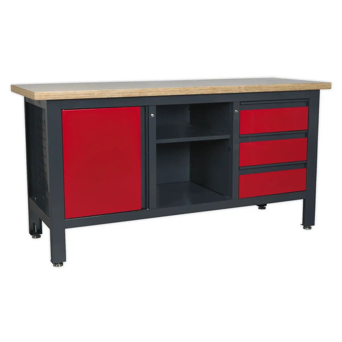 Sealey Workstation with 3 Drawers, 1 Cupboard & Open Storage 