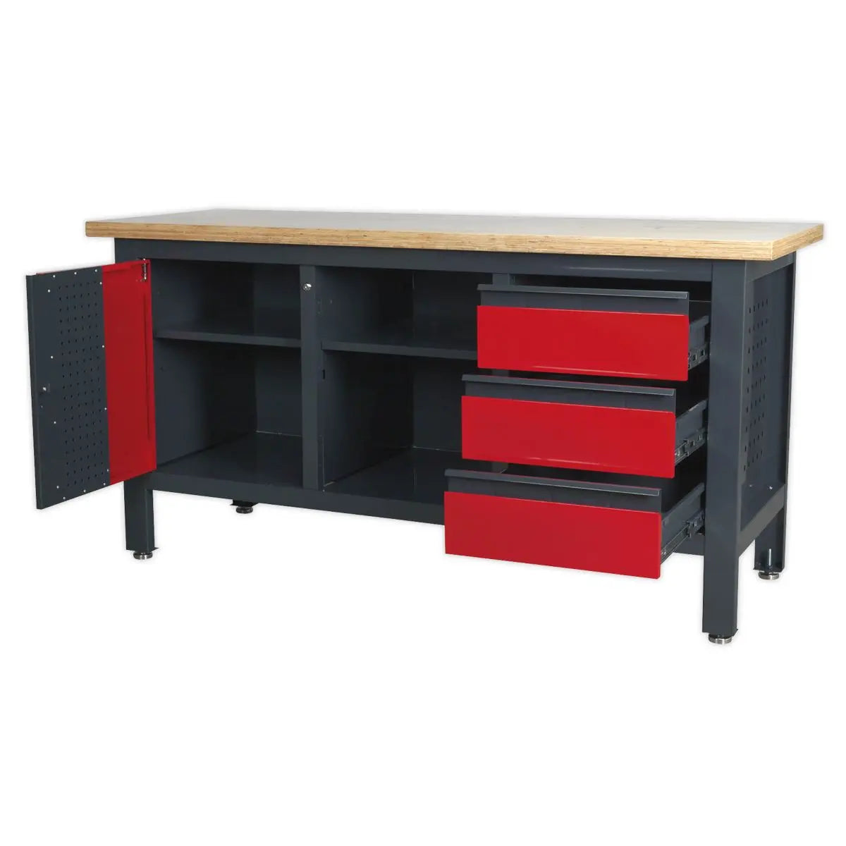 Sealey Workstation with 3 Drawers, 1 Cupboard & Open Storage 