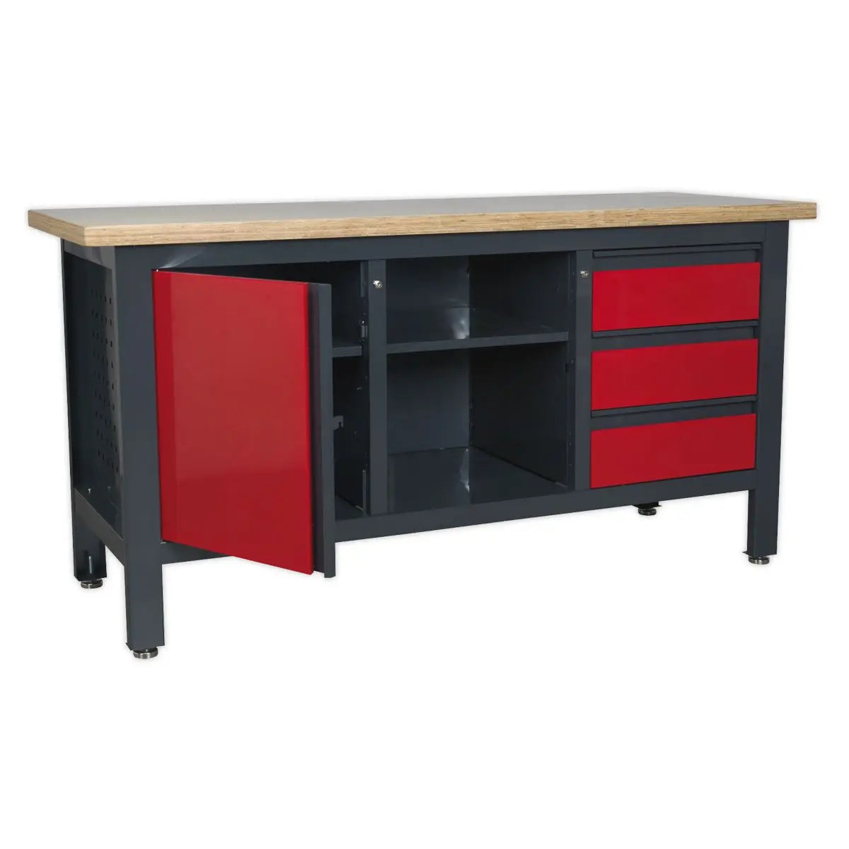 Sealey Workstation with 3 Drawers, 1 Cupboard & Open Storage 