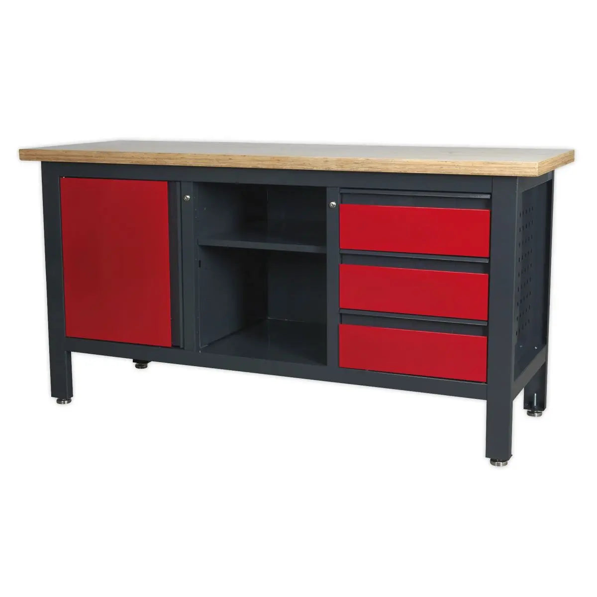 Sealey Workstation with 3 Drawers, 1 Cupboard & Open Storage 